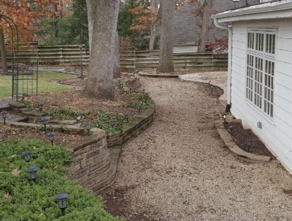 Clean beds and gravel path after a fall cleanup